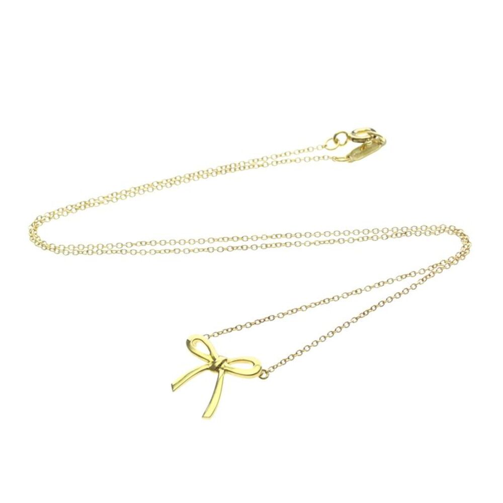 Tiffany & Co. Bow Pendant 18K Yellow Gold Gold Yellow_Gold Necklace Jewelry